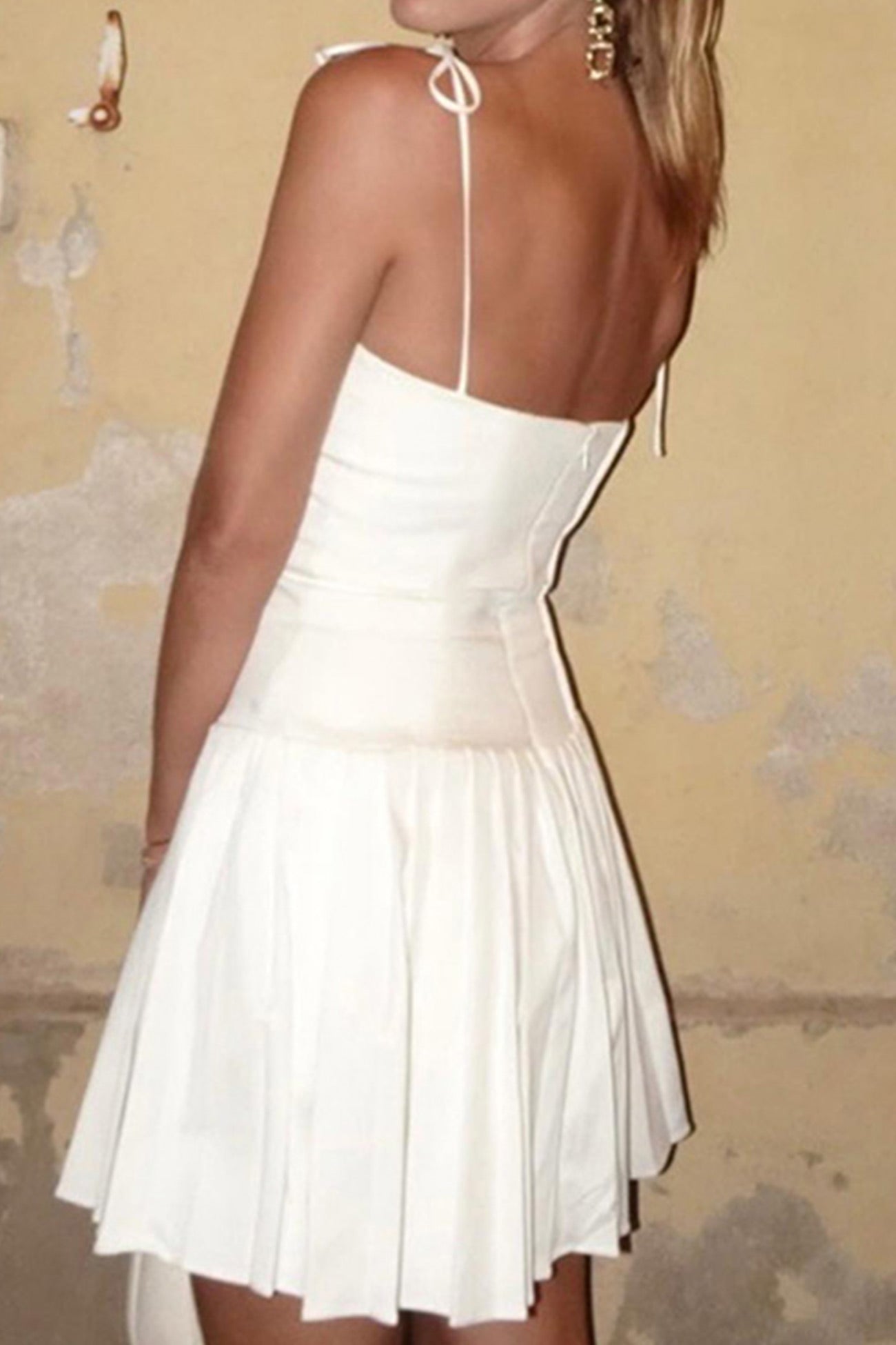 BXOXO - Tie-straps Corset Pleated Cami Dress