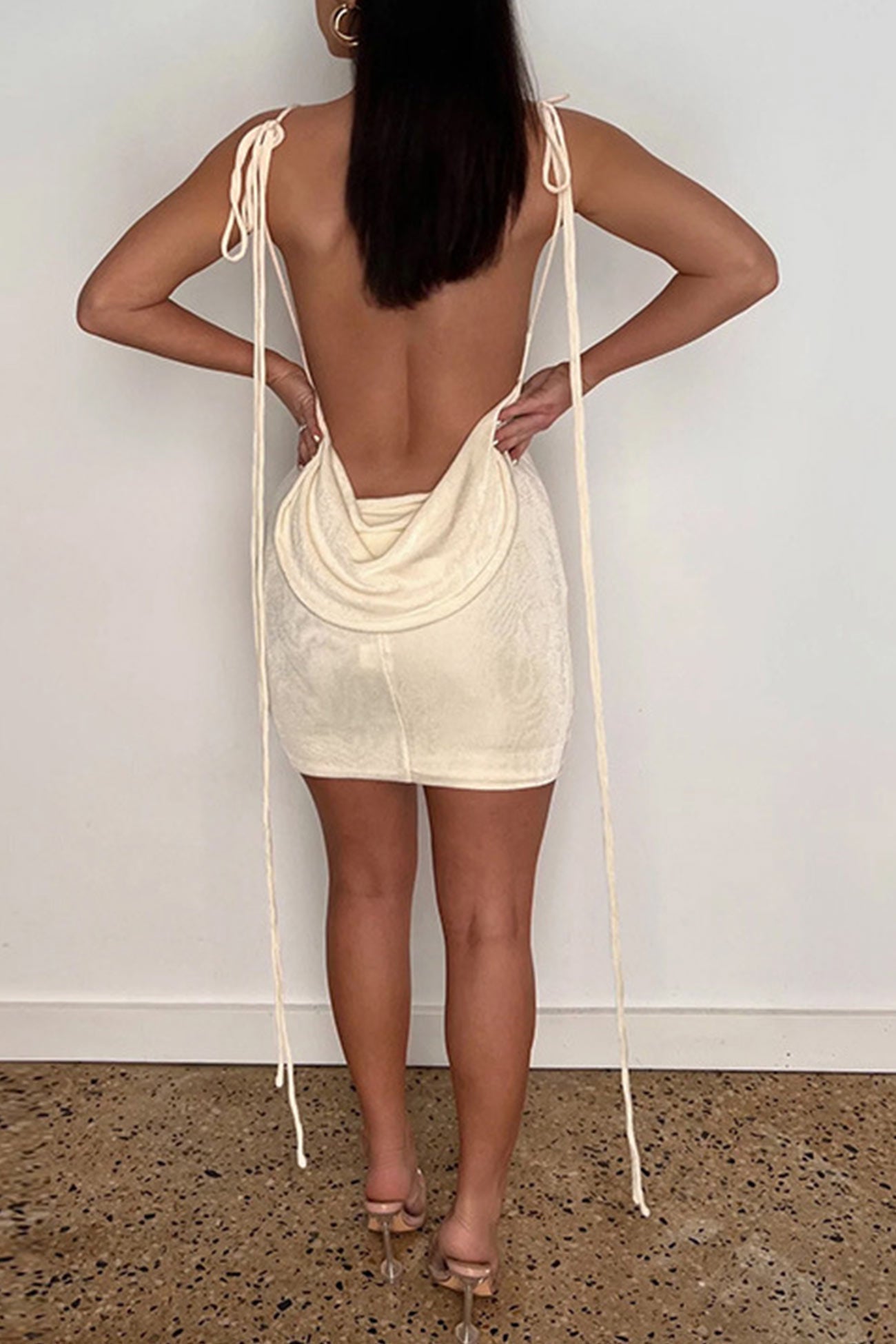 BXOXO - Tie-straps Cowl Back Mini Dress