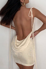 BXOXO - Tie-straps Cowl Back Mini Dress