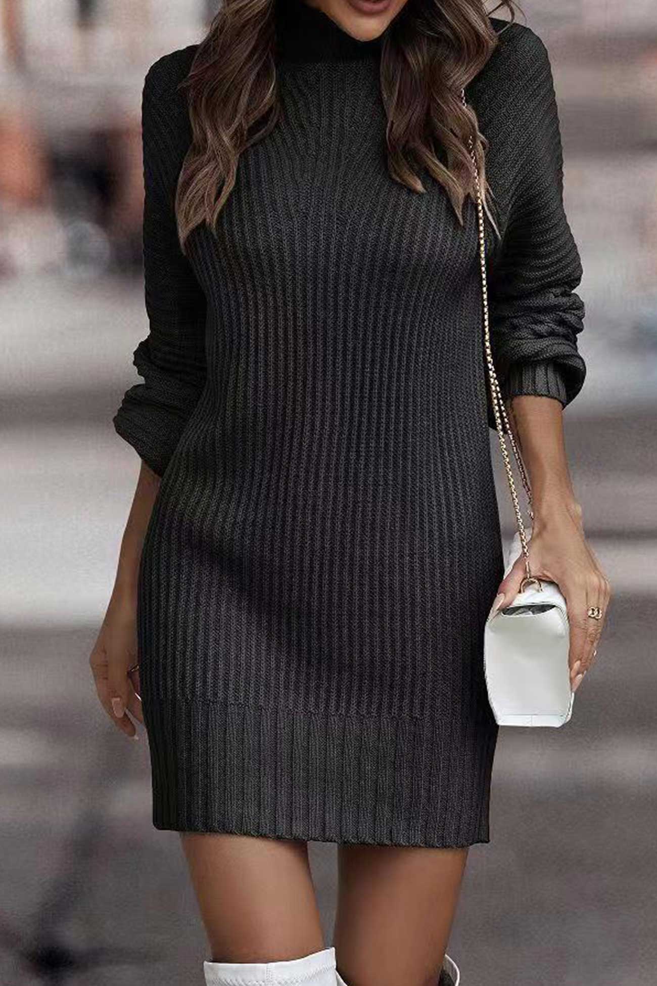 BXOXO - Turtleneck Solid Sweater Dress