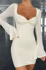 BXOXO - Twisted-front Flares Sleeve Pack Hip Dress