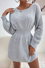 BXOXO - U Neck Cinched Waist Knitted Mini Dress