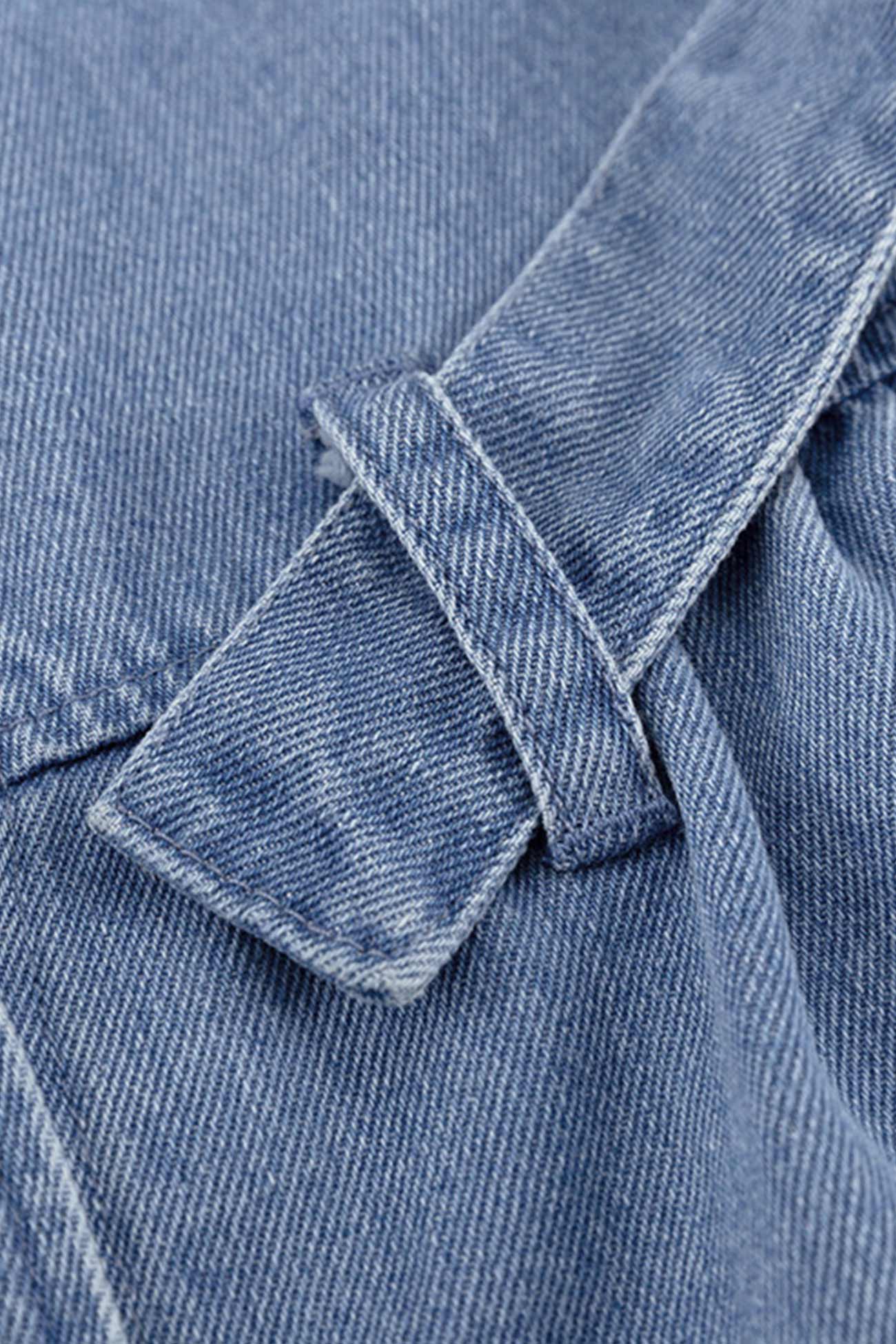 BXOXO - V Neck Button Front Lace Up Denim Dress