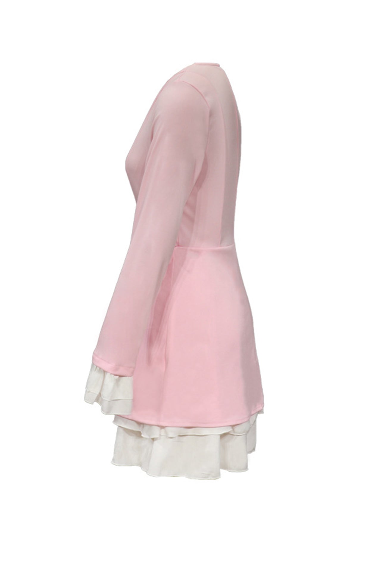 BXOXO - V Neck Ruffle Fake Two-Piece Dress