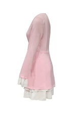 BXOXO - V Neck Ruffle Fake Two-Piece Dress