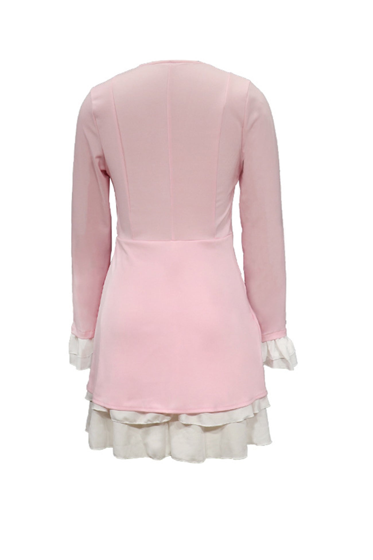 BXOXO - V Neck Ruffle Fake Two-Piece Dress