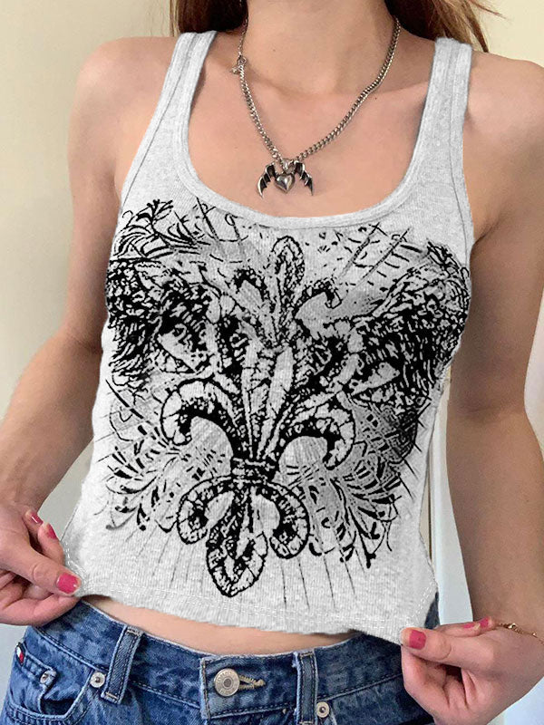 Grunge Printed Crop Tank Top