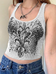 Grunge Printed Crop Tank Top