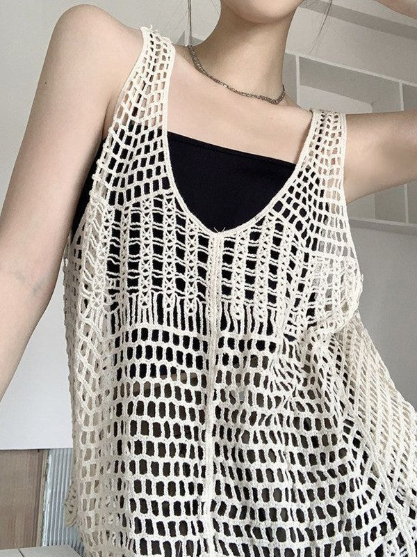 Hollow Out Knitted Crochet Tank Top