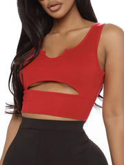 Solid Color Cutout Cropped Tank Top