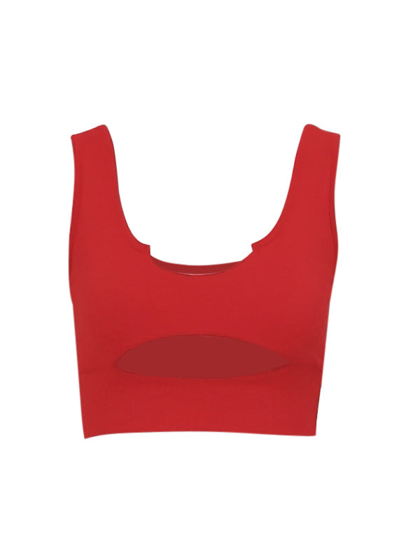 Solid Color Cutout Cropped Tank Top