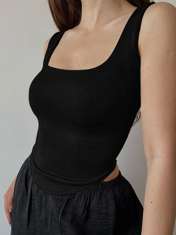 Plain Curvy Hem Tank Top