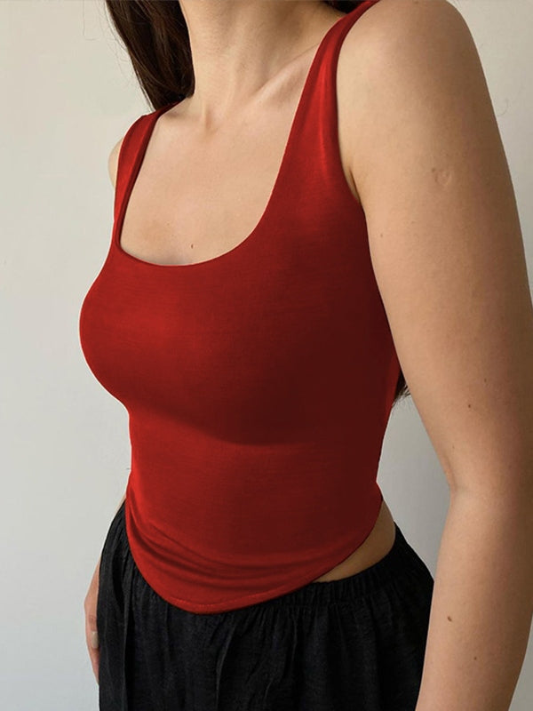 Plain Curvy Hem Tank Top