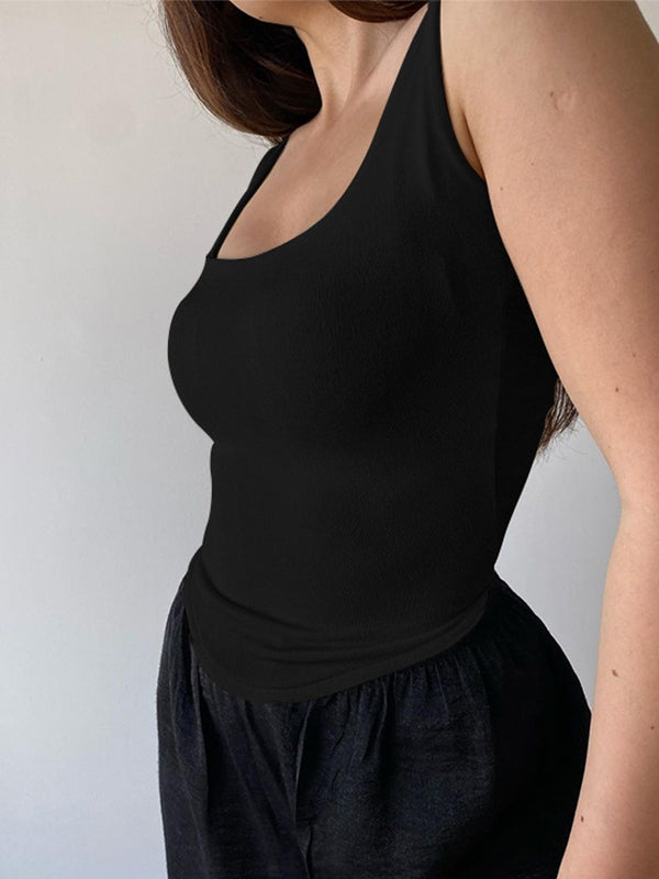 Plain Curvy Hem Tank Top