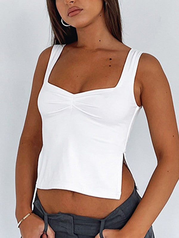 Slit Hem Backless Cropped Tank Top