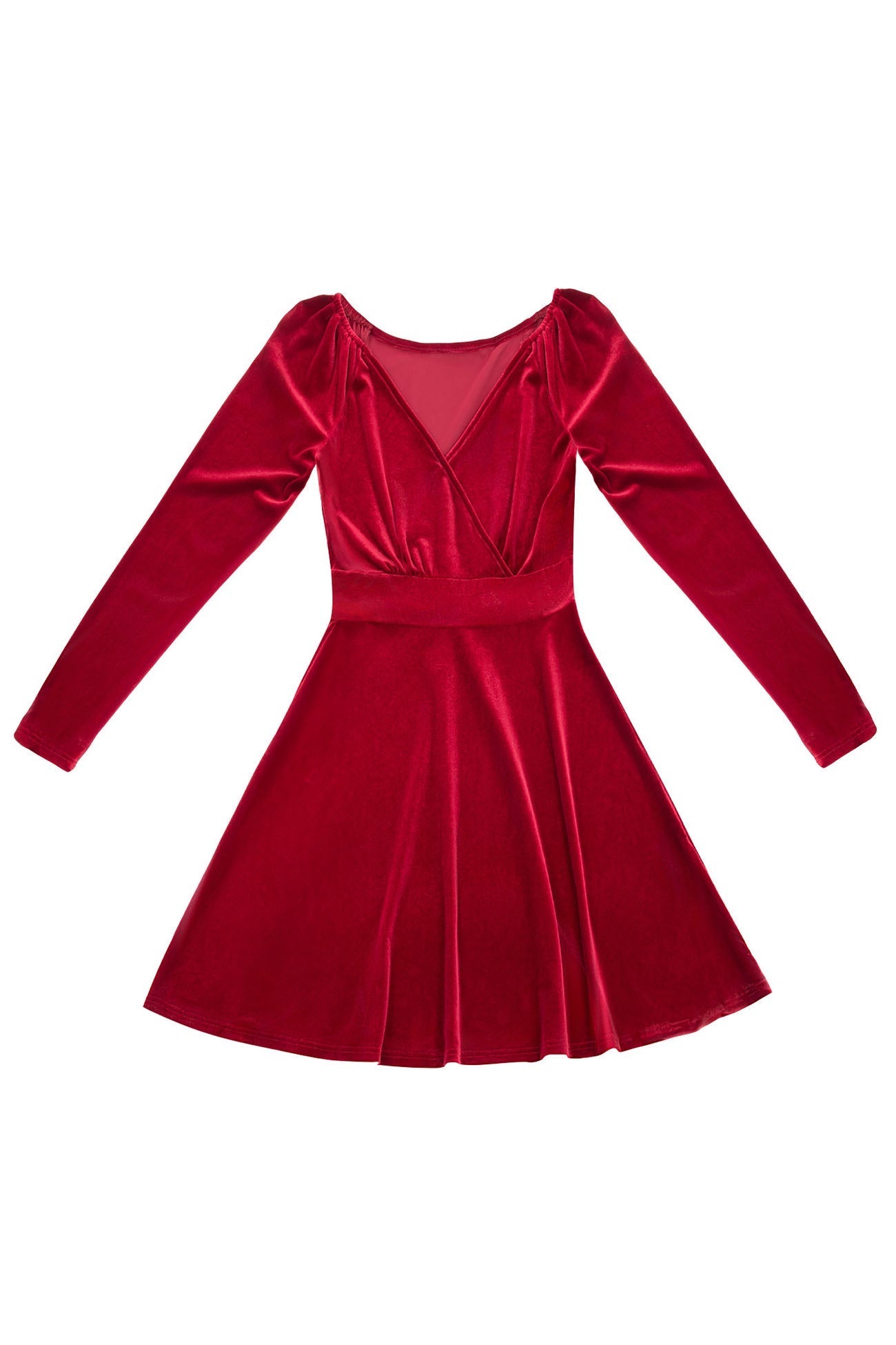 BXOXO - Velvet Deep V Neck Long Sleeve Mini Dress