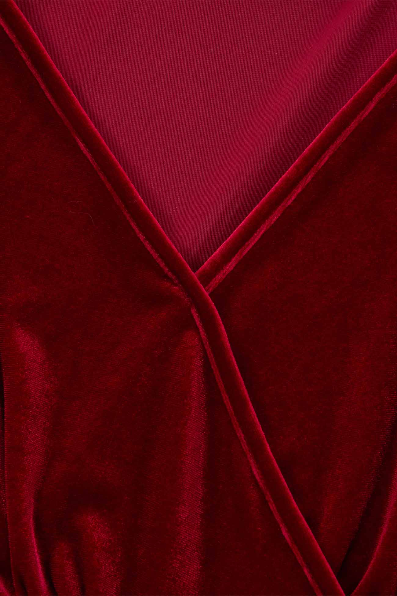 BXOXO - Velvet Deep V Neck Long Sleeve Mini Dress