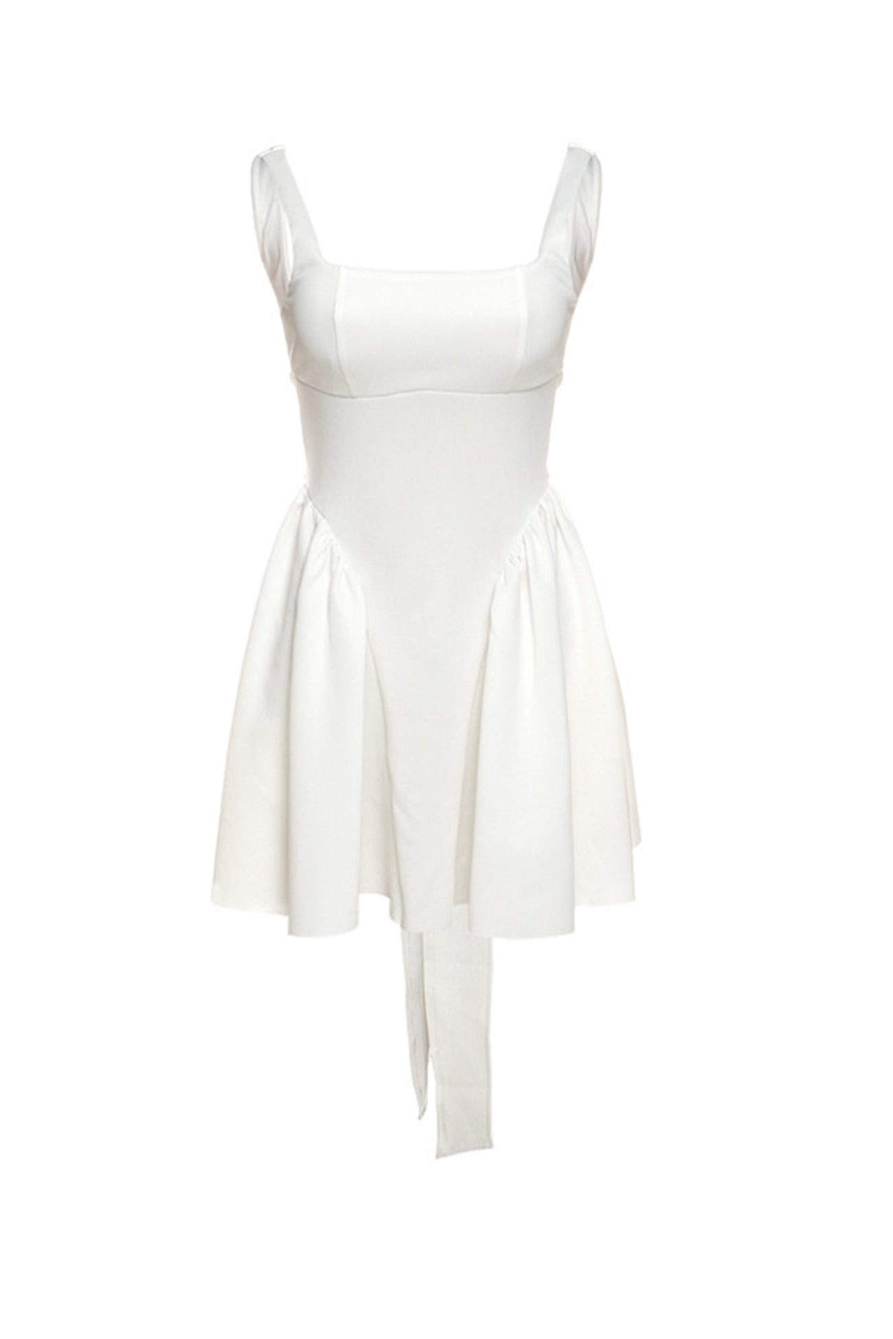 BXOXO - White Backless Tie-back Ruched Dress