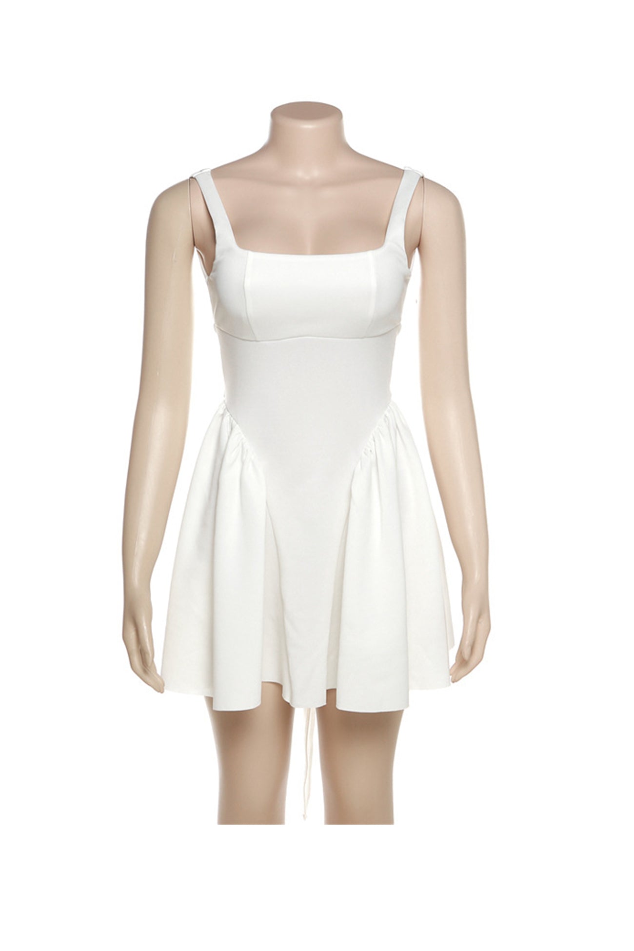 BXOXO - White Backless Tie-back Ruched Dress