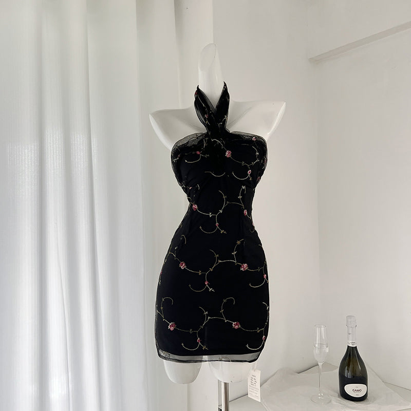 BXOXO - summer inspo Fashion Embroidered Floral Women's Slip Dresses Lace Mesh Lady's Short Dress 2025 Spring Summer New Sweet Ladies Dress Vestido