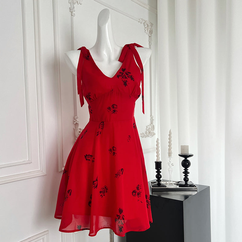 BXOXO - summer inspo Beach Style Suspender Mini Dress Female Summer New V-neck Short Skirt Sexy Party Club Dress Elegant Simple Dress