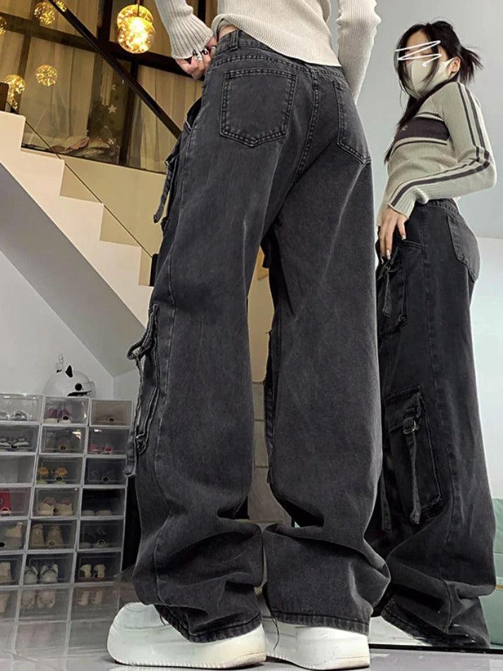 Street Multi Pocket High Rise Cargo Jeans