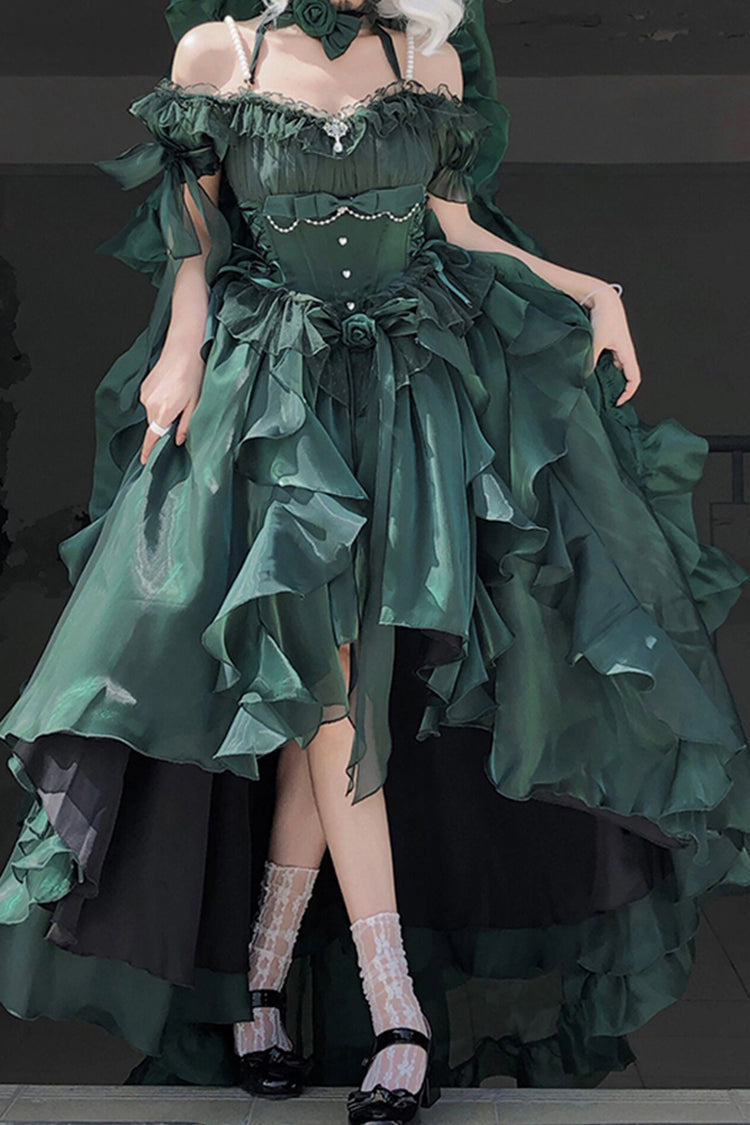 BXOXO - Green Bowknot Irregular Gothic Princess Lolita Jsk Dress