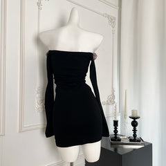 BXOXO - summer inspo Women Slash Neck Knitted Bodycon Dress Off Shoulder Sexy Slim Dress 2025 Autumn Solid Streetwear Pullover Dresses