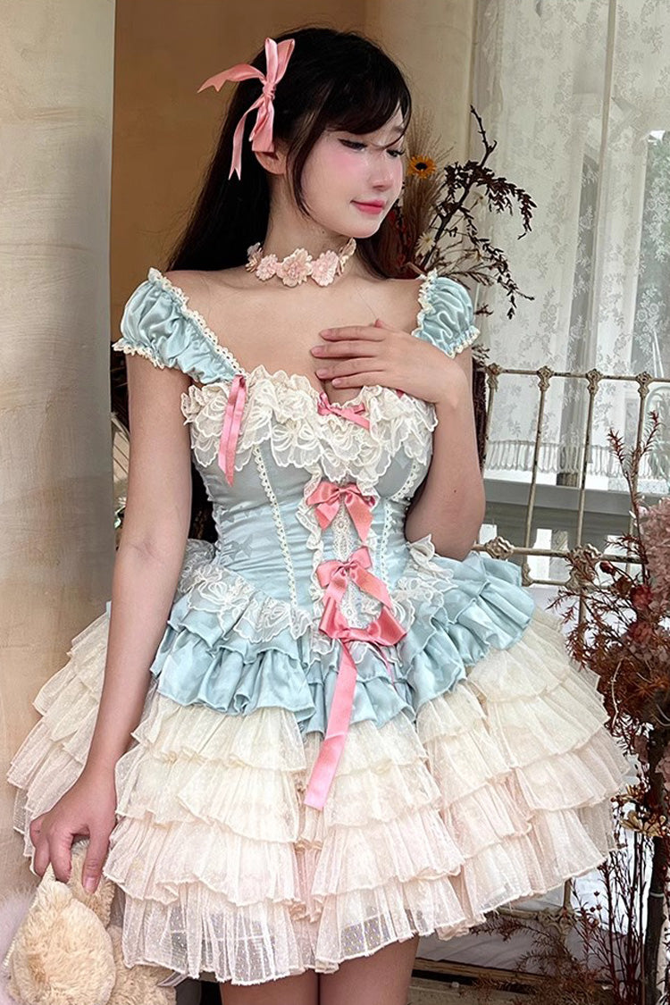 BXOXO - Love God Girl Romantic Ballet Style Multi-layer Ruffle Sweet Princess Lolita Dress 2 Colors