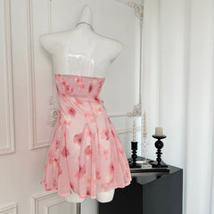 BXOXO - summer inspo 2025 Summer Floral Print Halter Dress Women Sexy Vintage Sleeveless Mini Dress Holiday Party Chic Dresses