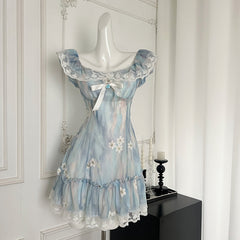 BXOXO - summer inspo Floral Short Sleeve Dress Women Summer Fashion Party Dress Casual Elegant Fairy Dresses Chic Design Sweet Mini Dress