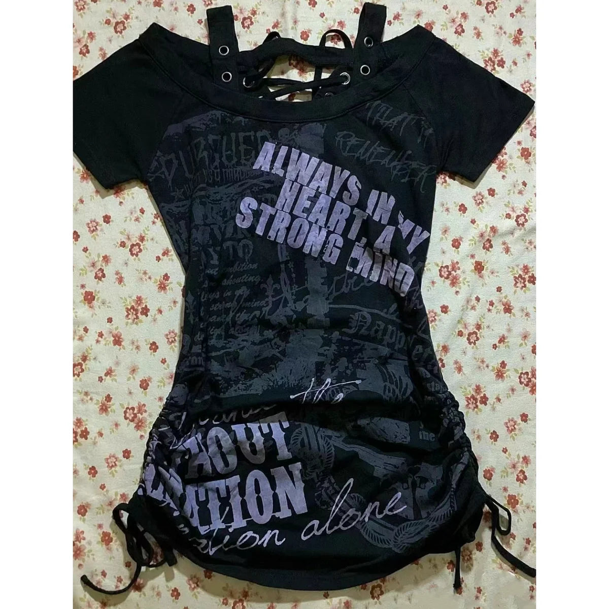 BXOXO Punk Hot Girl Vintage Letter Print T shirts Women Clothes 90s Gothic Streetwear Hip Hop Casual Sexy Femme Bandage Dark Y2k Tops
