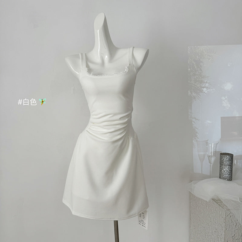 BXOXO - summer inspo French Fashion Suspender Dress Women 2025 Summer Gentle Style Elegant Sleeveless A-Line Dress