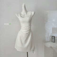 BXOXO - summer inspo French Fashion Suspender Dress Women 2025 Summer Gentle Style Elegant Sleeveless A-Line Dress