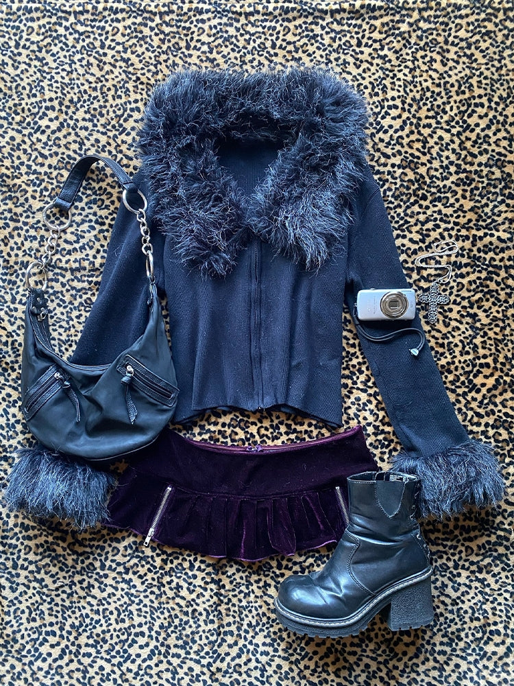 Bxoxo Solid color high street new women cardigan sweater retro aesthetic fashion hip hop punk Y2K sexy pullover thin sweater emo girls