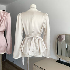 BXOXO - summer inspo Comfortable High Quality Satin Tops Korean Fashion Elegant Sexy Party Blouse Cozy Party Elegant Shirts Blous