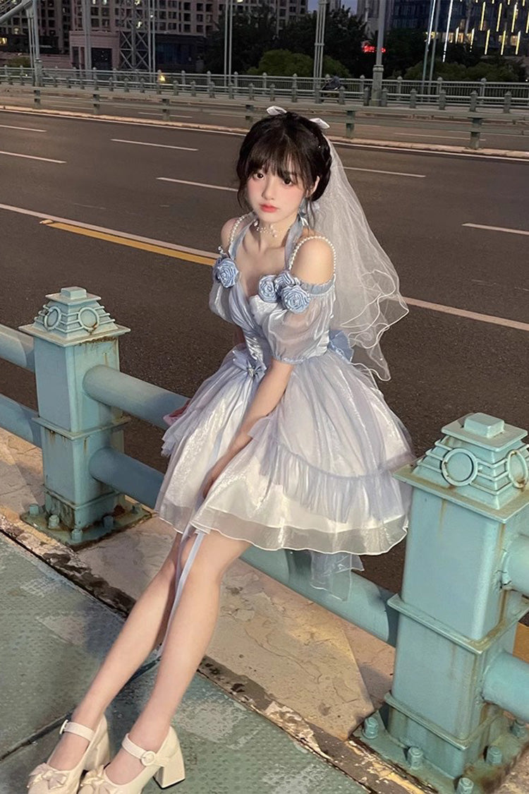 BXOXO - Gradient Gorgeous Bowknot Strawberry Princess Hanayome Short Sweet Lolita Jsk Dress 4 Colors