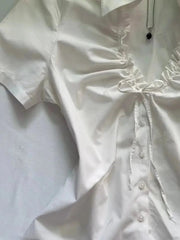 BXOXO 90s Vintage Clothes Women Summer Y2k Top T shirt Bow Crop Sexy Lace Casual Korea Short sleeve White Tees Bady Harajuku Femme Tee