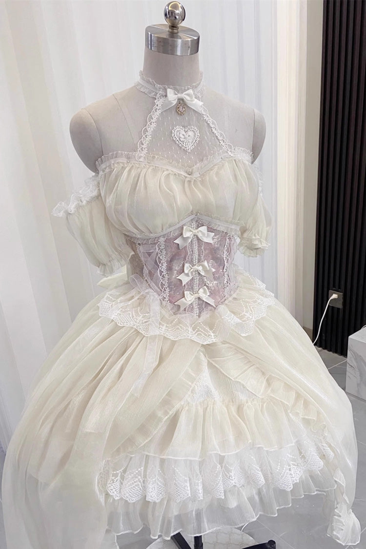 BXOXO - Ballet Twins Ruffle Bowknot Short Front Long Back Sweet Lolita Dress 2 Colors