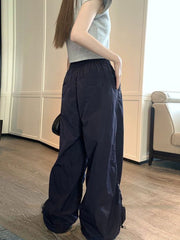BXOXO Y2k Baggy Parachute Pants Women Vintage Wide Leg Pleated Cargo Trousers Joggers Casual Gray Oversized Summer Streetwear