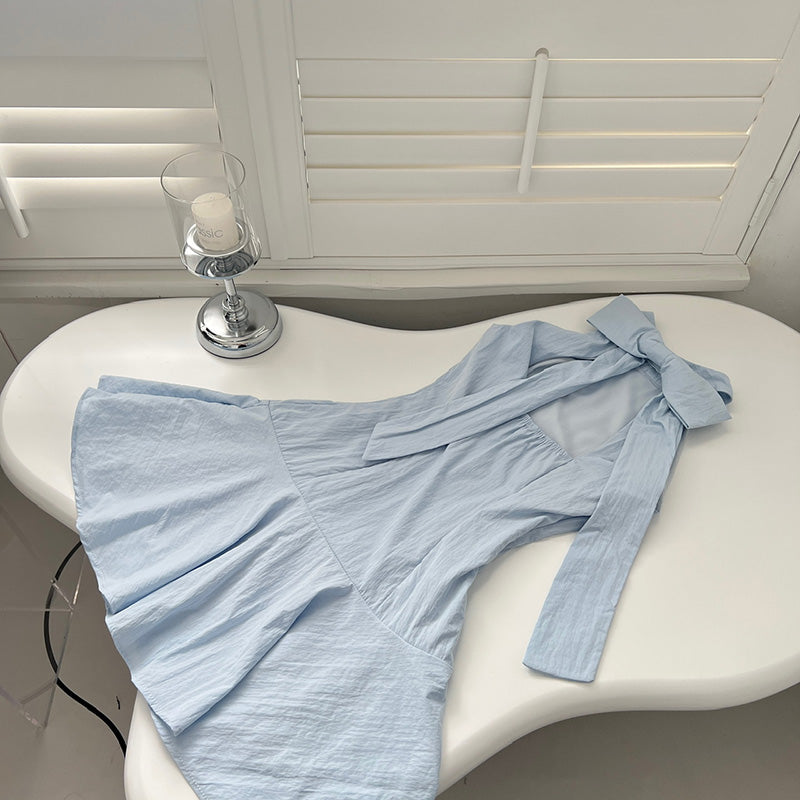 BXOXO - summer inspo Elegant Halter Sleeveless Strapless Dress Korea Chic Bow Backless Mini Dresses Women 2025 New Summer Party Dress