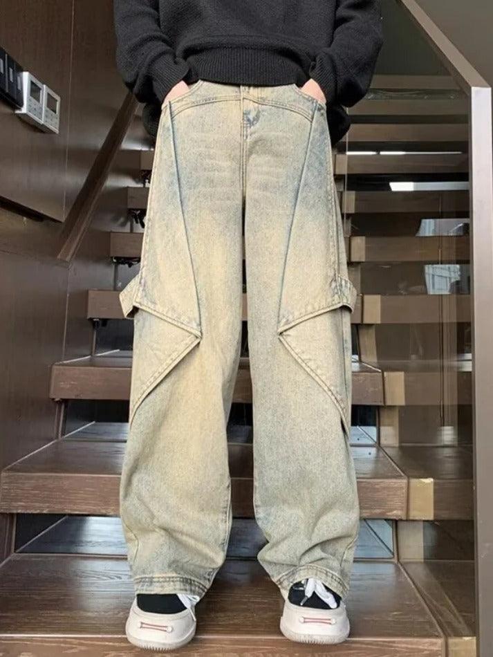 Vintage Distressed Splice Loose Jeans