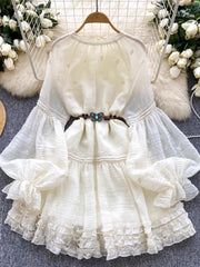BXOXO France Elegant Vintage Palace Evening Dress Women Embroidery Ruffle Flounce Party Dress Female Casual Beach Vacation Clothing
