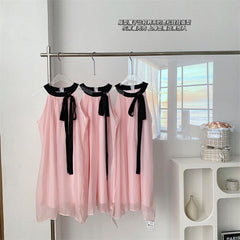 BXOXO - summer inspo 2025 New Summer Women's Fairy Vacation Beach Dress Korean Birthday Midi Pink O-Neck Elegant Dresses