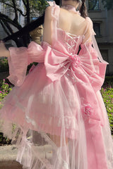 BXOXO Galaxy Flower Language Multi-Layered Ruffle Bowknot Sweet Lolita Tube Top Dress 2 Colors