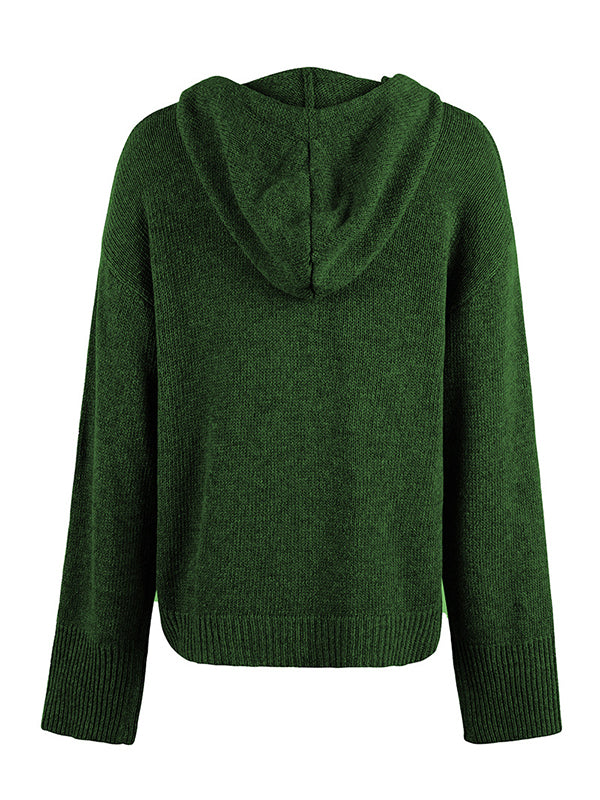 BXOXO Wrap Buttoned Hooded Solid Color Cardigan
