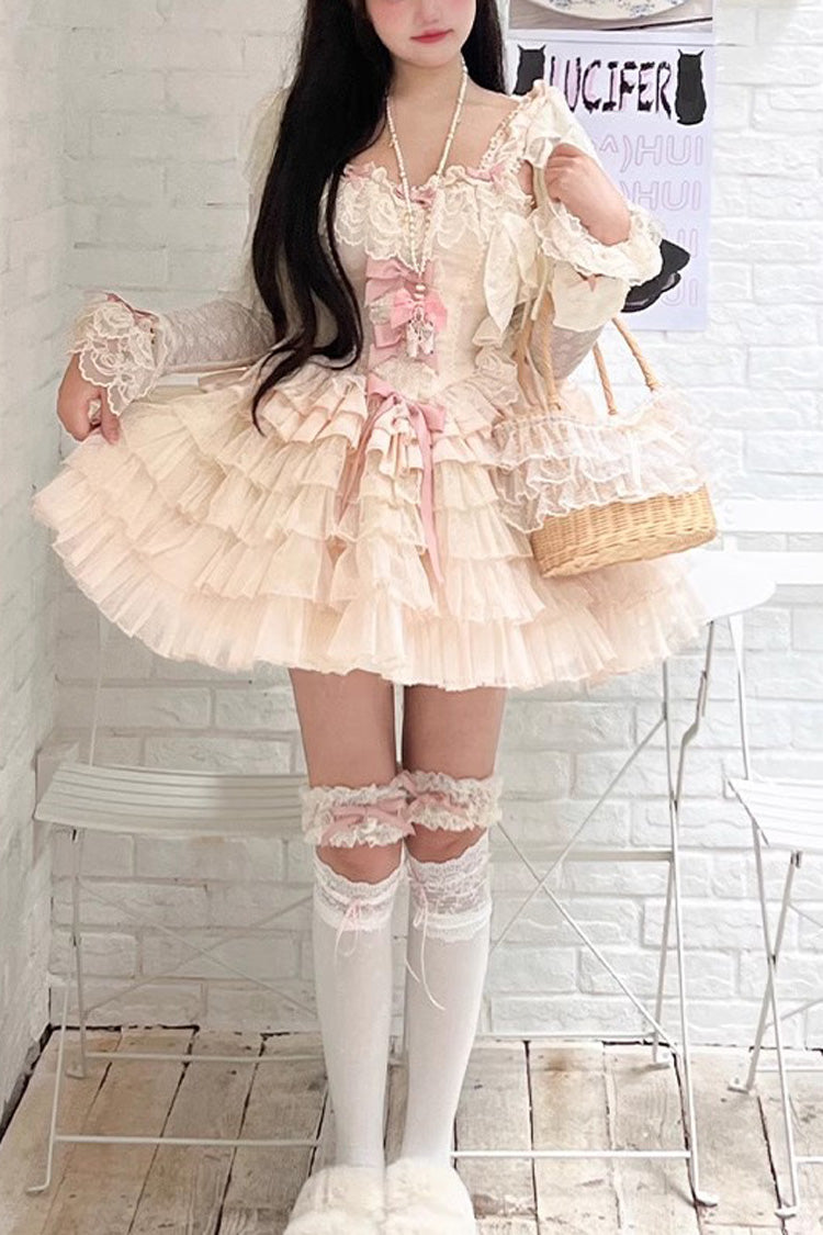 BXOXO - Love God Girl Romantic Ballet Style Multi-layer Ruffle Sweet Princess Lolita Dress 2 Colors