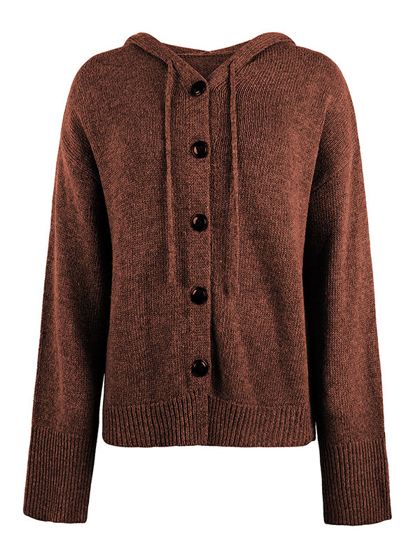BXOXO Wrap Buttoned Hooded Solid Color Cardigan