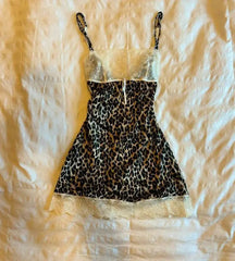 BXOXO Y2k Dresses Sexy 90s Women Clothes Leopard Lace Vintage Mini Dress Slim Bow Sweet Girl Aesthetic Korea High Waist Party dresses