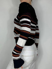 BXOXO - Off Shoulder Striped Print Sweaters